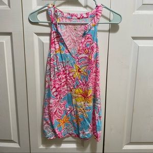 Lilly Pulitzer Pink Floral V Neck Tank Top